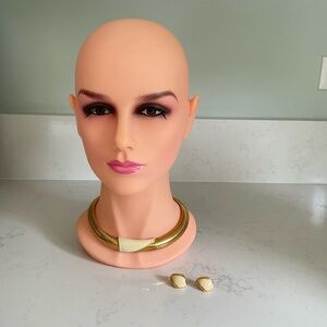 Monet vintage chocker style omega chain necklace and pierced earrings.